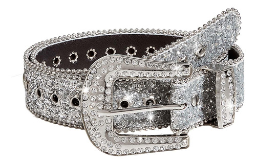 Cinturón De Diamantes De Imitación Con Ojal, Hebilla De