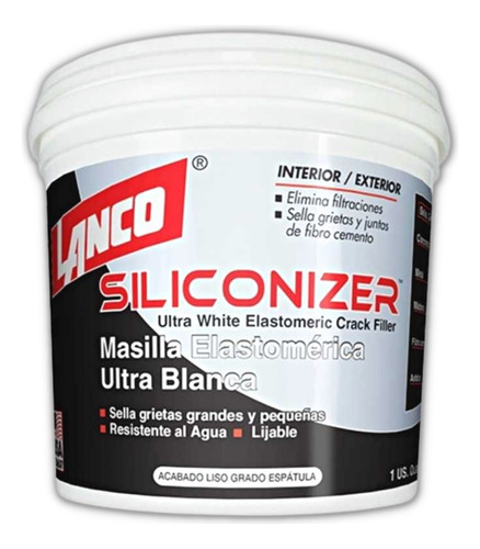 Masilla Elastomérica Siliconizer Lanco 1/4 Galon (946 Ml)