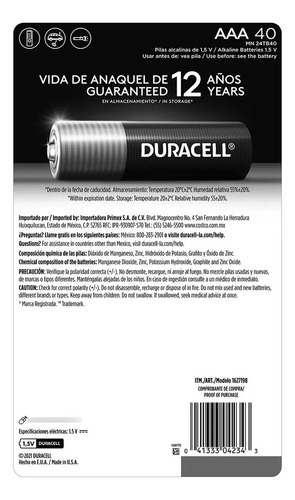 Pilas Aaa Power Boost De 40 Piezas Duracell