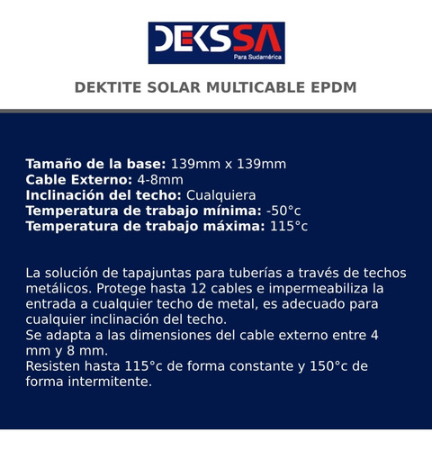 Dektite Premium Solar N°1 Epdm Multicable Deks-sa