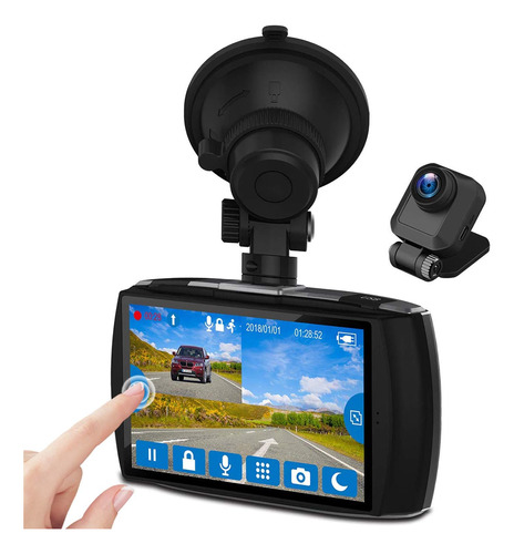 Z-edge Dual Dash Cam De 4.0 Pulgadas, Pantalla Táctil Fronta