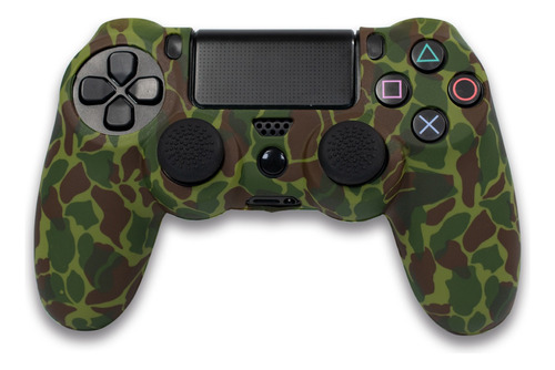 Funda De Silicona Para Mando De Ps4 Camuflaje Verde