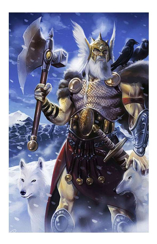 Vinilo 30x45cm Odin Dios Nordico Mitologia Vikingo God M5