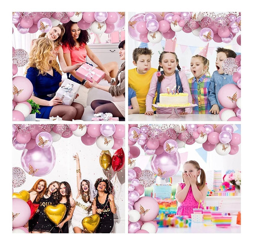 Juego De Globos Para Decoraciones De Fiesta, Kit De Globos Rosa Chicle Paquete De Globos