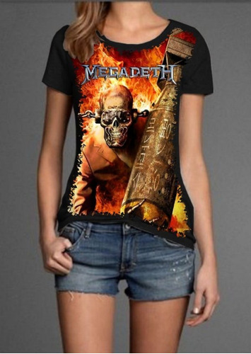 Blusa Fem. 5%off Megadeth Vic Rattlehead Customizada Insana