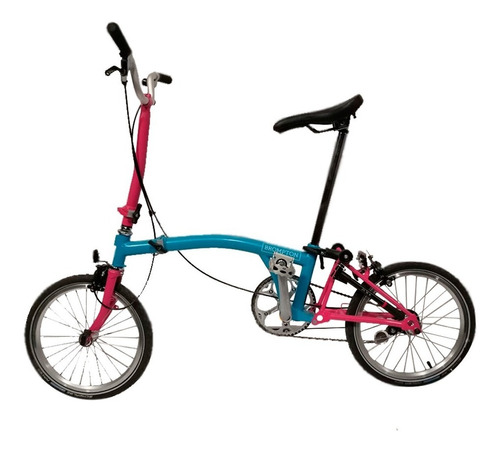 Bicicleta Plegable Brompton Negro / Azul-rosa