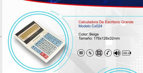 Imagen 3 de 5 de Calculadora Coxi Gr 8 Digitos Ar1 Cx-024 Ellobo