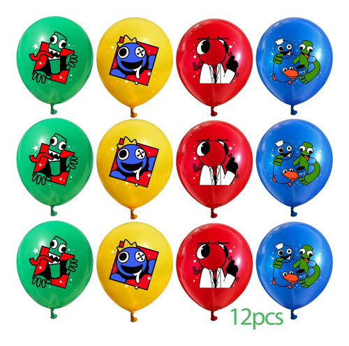 Pack 12 Globos Rainbow Friends Fiesta Cumpleaños De Latex