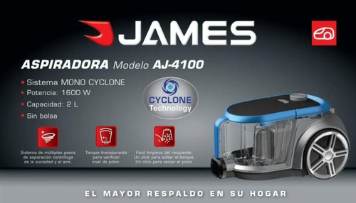 Imagen 4 de 7 de Aspiradora James Aj 4000 Sin Bolsa 1600w Kirkor