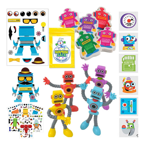 Paquete De 120 Recuerdos De Fiesta De Cumpleanos De Robot Pa