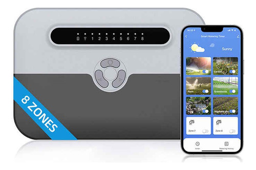 Programador Riego 8 Zonas Wifi Timer Alexa Google Home Color Blanco