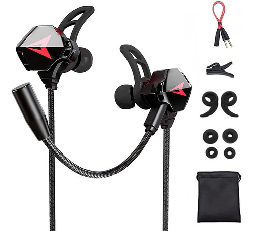 Audífonos Manosl Gaming Inear Con Micrófono Dual Desmontable