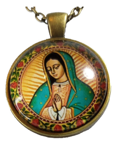 Dije Sagrado Corazón Jesús -virgen María De Guadalupe Collar