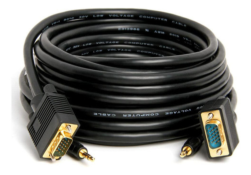 Tudin 25ft Svga Cable 3.5mm Vga Male To Monitor Cord Pc