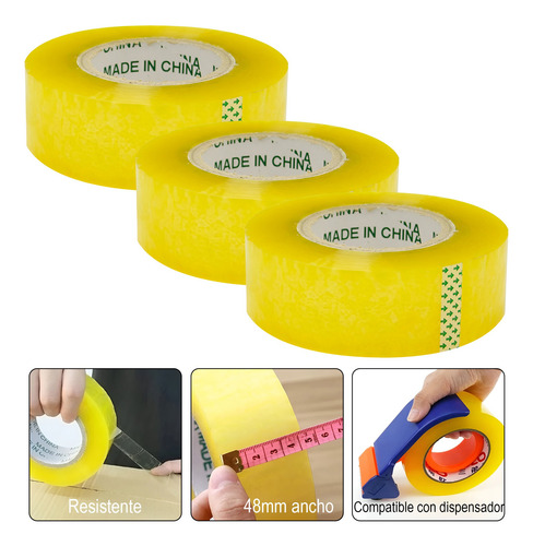 Pack 3 Cinta Embalaje Transparente 300m Y 48mm Ancho