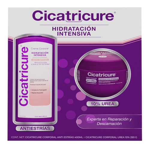  Pack Cicatricure Crema Antiestrías 400ml + Urea 10% 250g