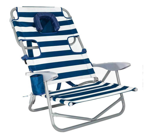 Silla De Playa Reclinable De 5 Posiciones Color Azul A