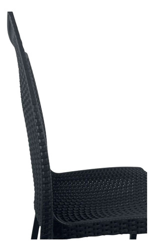 Kit 4 Cadeiras Rattan Cozinha Sala Mesa De Jantar Estrutura Da Cadeira Preto Assento Preto