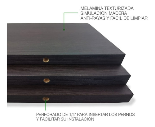 Imagen 4 de 10 de Set De 3 Repisas Flotantes Minimalistas Madera 40x15 Cm