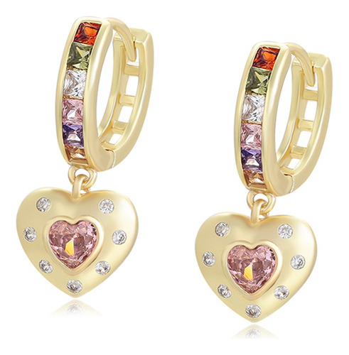 Aretes Oro 18k Lam Corazón Regalo Colgantes Mujer