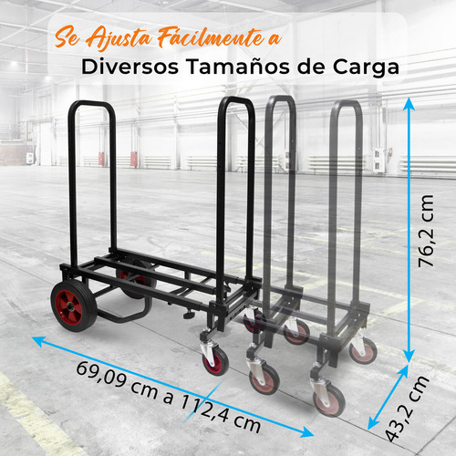 Pyle Pkeq48 Equipo Carro De Mano Profesional Ajustable Plegable 8 En 1 color Negro