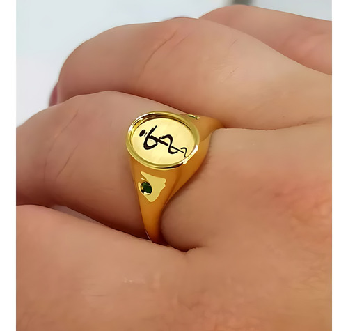 Anel De Formatura Ouro 18k Esmeralda Natural Com Emblema