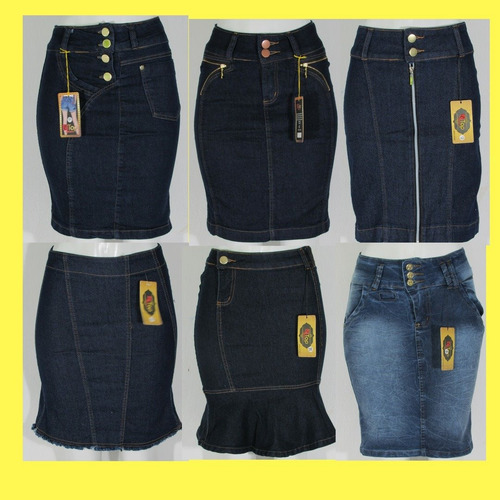 Kit 10 Saia Jeans Evangelica Midi Com Lycra Atacado Variadas