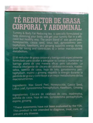 Te Reductor De Grasa Corporal Y Abdominal Feng 20 Bols