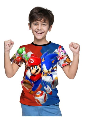 Playera Niño Sonic Mario Tela Spandex Calidad Premium