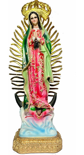 Virgencita Virgen De Guadalupe 30cm Ojo Cristal Pestañas Nat