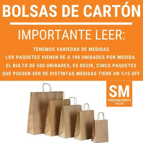 Bolsas De Papel Madera Kraft 12x40 Kpb Paquete X100 U 1 Bot
