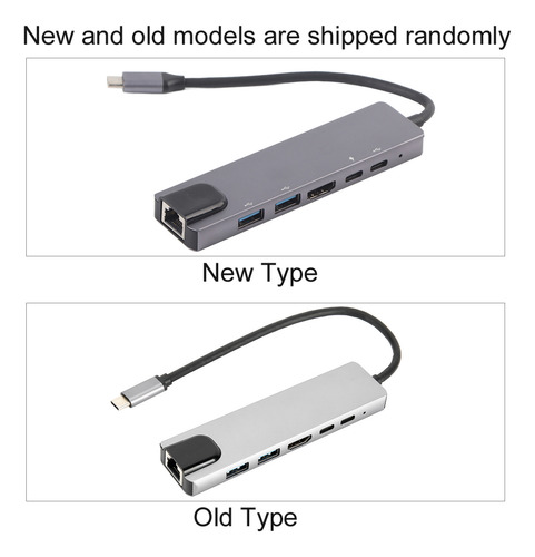 Expansor Usb Tipo C, Hub 6 En 1, Base De Expansión Multifunc