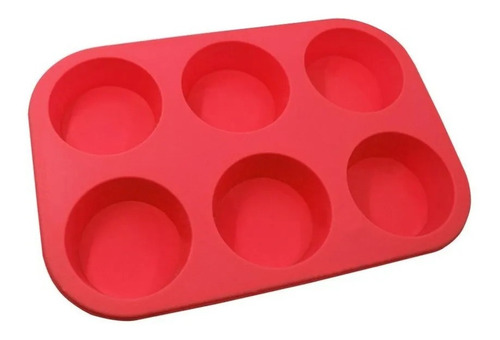 Molde Silicona Goma Horno Muffins Cupcakes X6 Reposteria Color Rojo