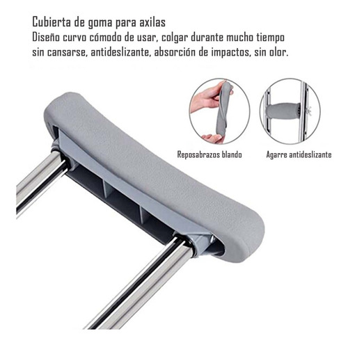 Imagen 4 de 6 de Muleta Ortopédica De Aluminio Con Altura Regulable Liviana