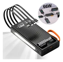 Comprar Power Bank Pd 65w Portátil Batería 30000mah Para Laptop Cargador Micro Usb Pila Cargador Carga Rapida Cargadores Tipo C*1, Ios*1, Micro Usb*1, Cable De Salida Usb*1 Luz De Camping De Alta Luminosidad