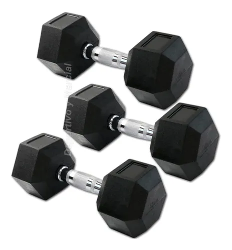 Kit Par Mancuernas Hexagonal Caucho Cromada Get Fit 10 Kg