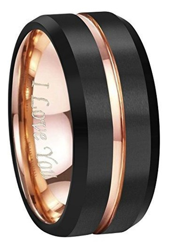 4mm 6mm 8mm 10mm Rose Gold Groove Anillo De Boda De Carburo