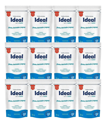 Ideal Toallitas Húmedas Para Tu Bebé Clasica Pack X12