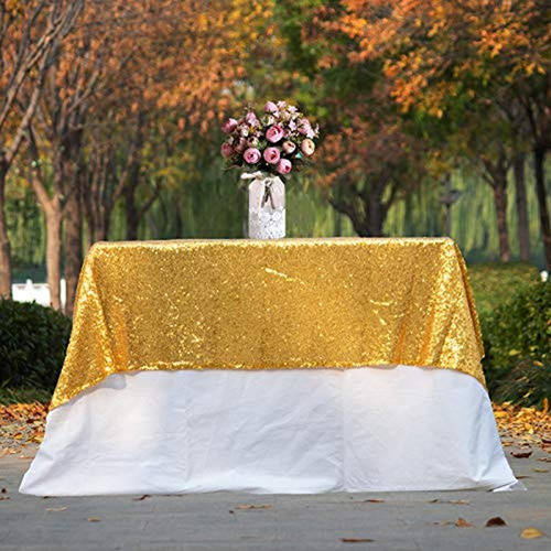 Jyflzq Gold Sequin Tablecloth 50  X 50  Square Sparkly Drape