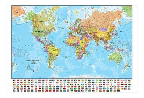 Mapa Del Mundo Mapamundi De Pared Alta Definición Decorativo