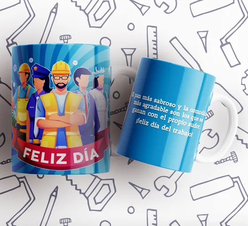 Kit Imprimible Plantillas Tazas Dia Del Trabajador M7