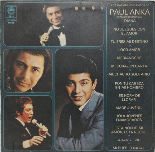 Paul Anka  Los Más Grandes Éxitos De Paul Anka Lp