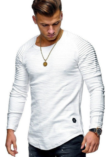 Playera Hombre Manga Larga Slim Fit Moda Casual Calidad