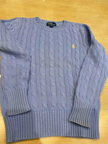 Sweater Polo Ralph Lauren Hilo Tejido Ochos T S(8) Celeste