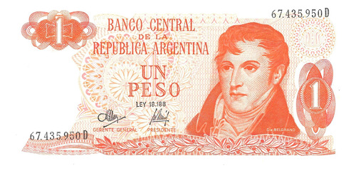 Bottero 2313 Billete De 1 Peso Ley 18.188 Año 1973 - Exc,