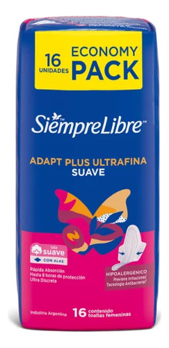 Siempre Libre Adapt Plus Ultrafina Suave X 16 Unidades