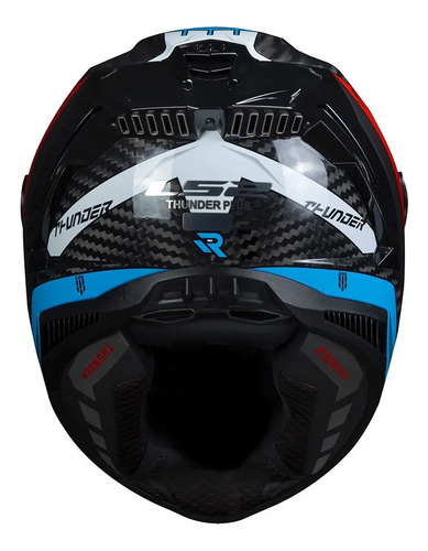Capacete Fechado Ls2 F805 Thunder Carbon Supra Azul Vermelho