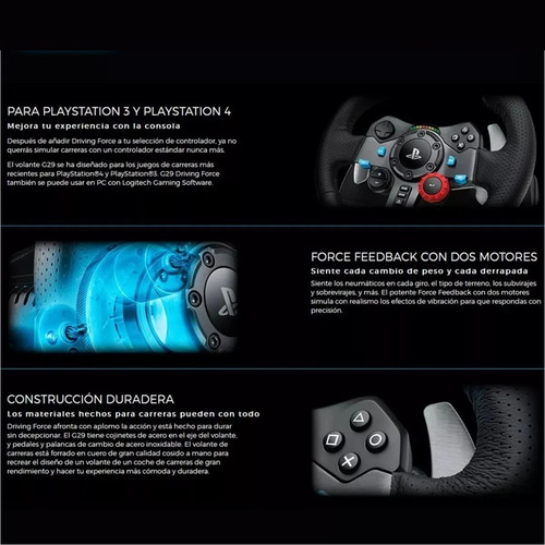 Imagen 5 de 10 de Timón Logitech G29 Para Pc / Ps5 | Ps4 + Palanca De Cambios