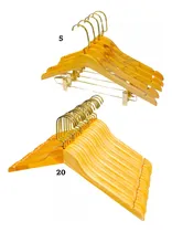 Comprar Kit 25 Cabide Madeira Simples E Presilha Marfim Luxo Dourado