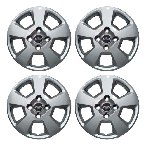 Juego X4 Tazas Ford Fiesta Ka Rodado 14 Pulgadas Gris Logo